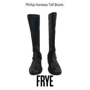 Frye Phillip Harness Tall Black Leather Boots